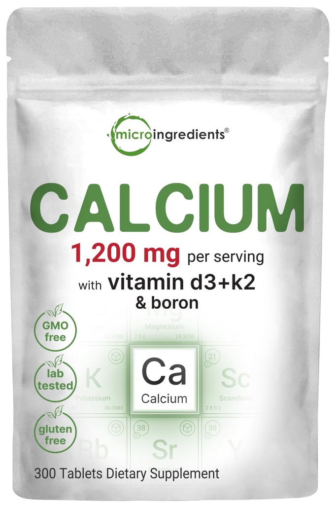 Micro Ingredientes cálcio 1.200mg com Vitamina D3 & K2, 300 Comprimidos Suplementos de cálcio para mulheres e homens