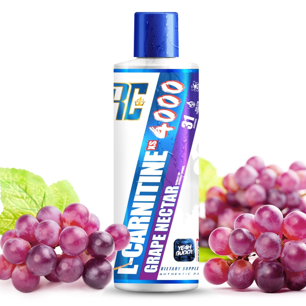 Ronnie Coleman Assinatura Série L Carnitine XS 4000 Líquido, Estimulante livre, Açúcar livre, Zero carboidratos, Lean Muscle Force Support for Men & Women, 16 Oz (16 oz, Nectar de uva (4000))