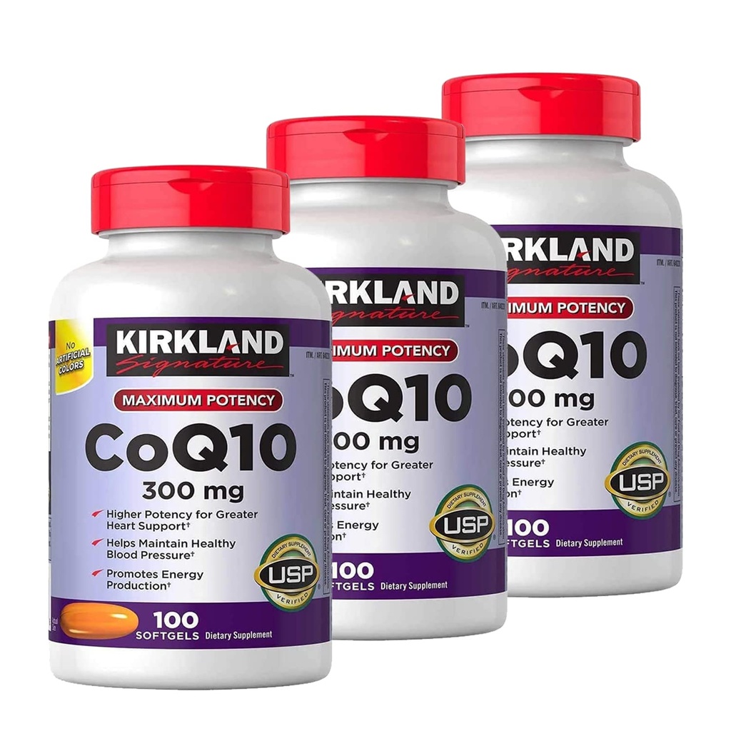Kirkland Signature CoQ10 300 mg., 100 Softgels (3 embalagens)