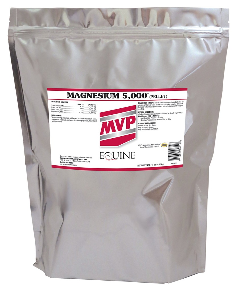 Magnésio 5000 (10lb) calmante/metabolismo/músculo Apoio à função para cavalos.