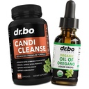 Candi Cleanse & Orégano gotas de óleo - Extra força Probiótico Complexo Cleanser & Líquido Orgânico - Natural Oral Herbal Caprylic Acid Cápsulas & Óleo de Orégano gotas Extrato de Tintura