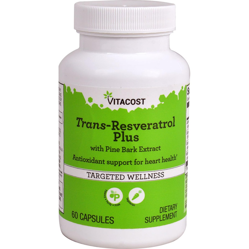 Vitacost Trans-Resveratrol Plus -- 60 Cápsulas Vegetarianas