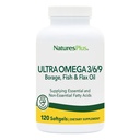 Naturezas Plus Ultra Omega 3 6 9-1200 mg, 120 Softgels - Óleo de Boragem, óleo de peixe, suplemento de óleo de linho - sem glúten - 120 Servings