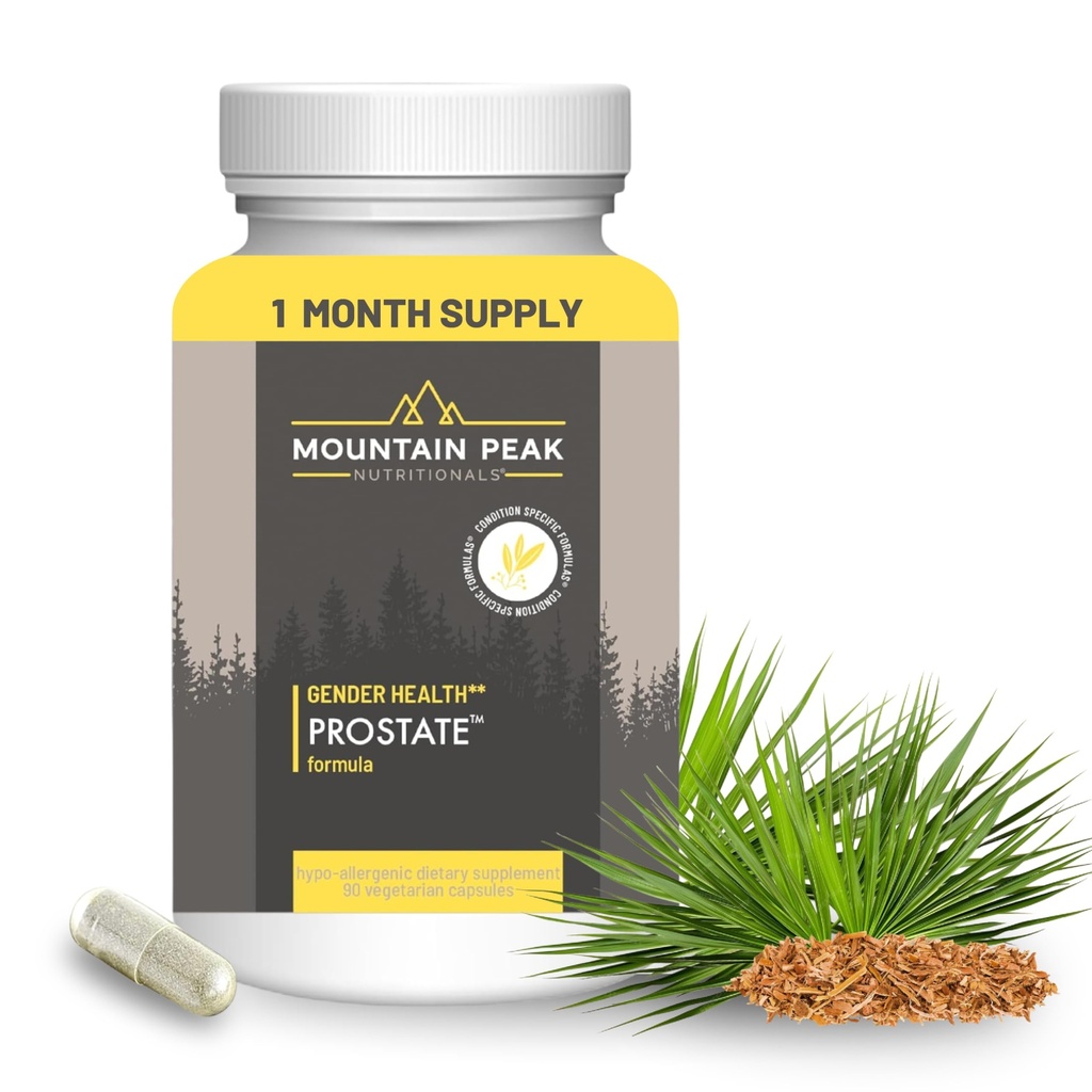 Mountain Peak Nutritionals Prostate Supplement - Suporta função de bexiga e metabolismo - Suplemento de suporte de próstata para homens com extrato de Palmetto de serra, Pigeum (90 cápsulas vegetarianas)