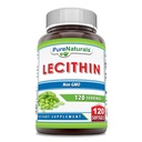 Puro Naturals Lecitina 1200 mg Suplemento Softgels □ Alta potência □ Não-GMO □ Sem glúten (120 Contagem)