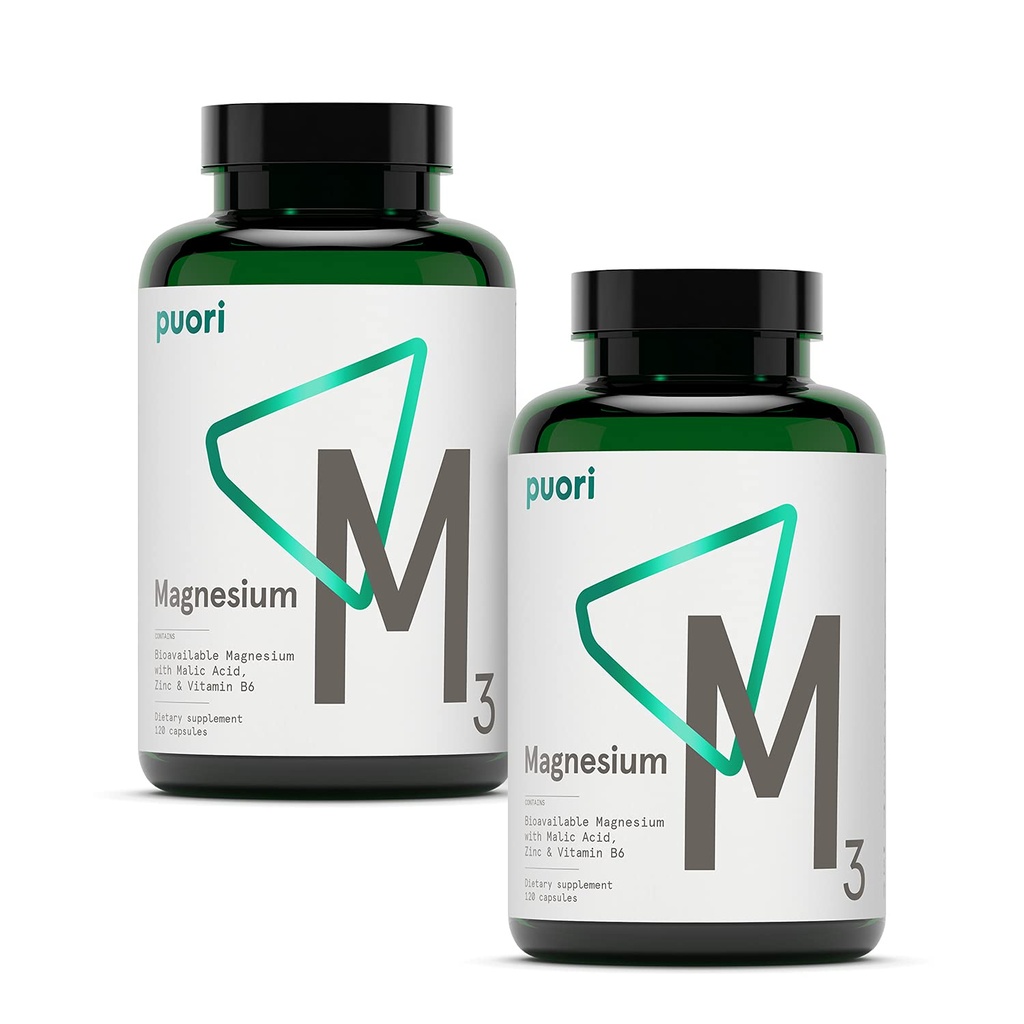 Puori Magnésio Complex Supplement - Alta Absorção Magnésio Taurinato e Gluconato, Zinco, Vitamina B6 & Ácido Malico para o apoio ao sono, Imune & Saúde Osso & Recuperação Músculo - 240 Cápsulas Vegan