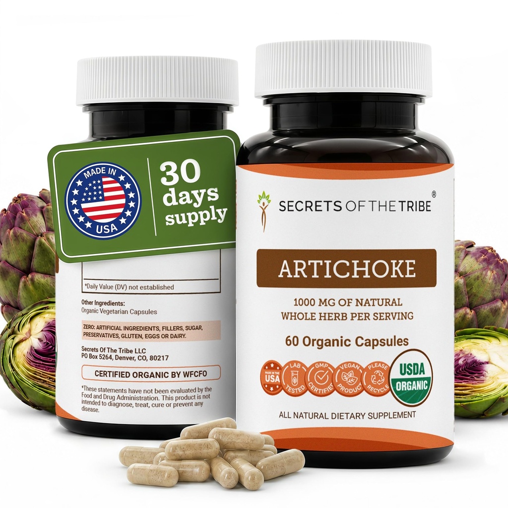 Segredos das Cápsulas Tribo Alcachofra 60, 1000 mg, Folha Seca (60 Cápsulas)