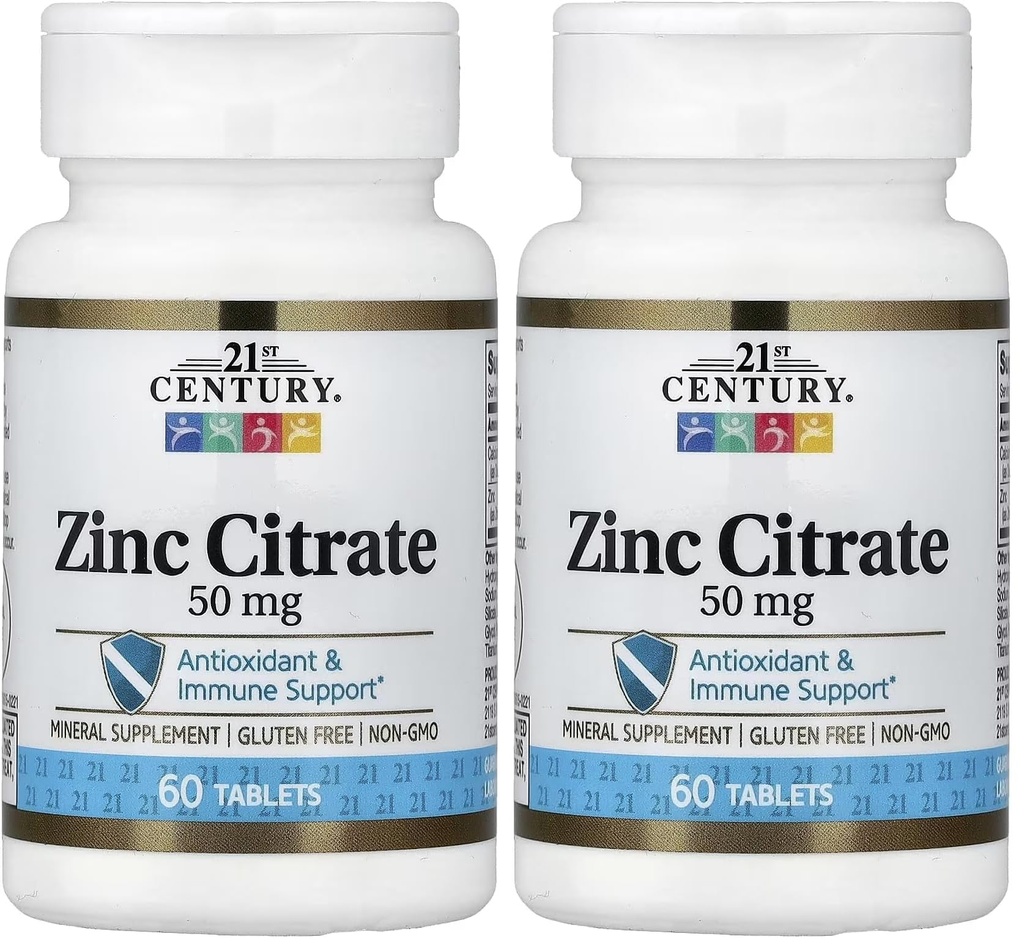 Comprimidos de Citrato de Zinco do Século 21 50mg, 60 Count (Pacote de 2)