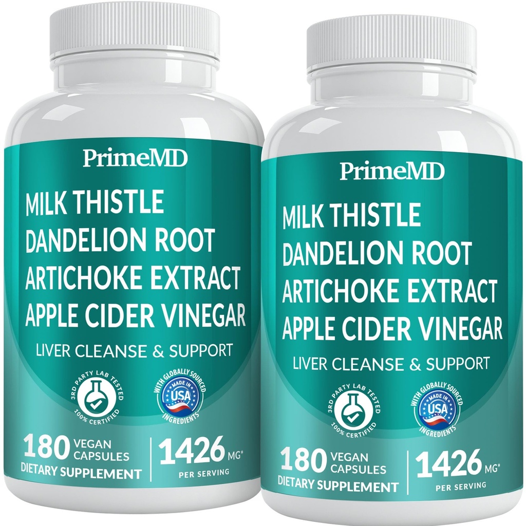 Detox de limpeza de fígado 32-em-1 e reparo com cardo de leite, silimarina, extrato de alcachofra, Beetroot Powder - Suplemento de vesícula biliar com fórmula de saúde do fígado ativa - 1426mg (180ct, pacote de 2)