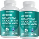 Detox de limpeza de fígado 32-em-1 e reparo com cardo de leite, silimarina, extrato de alcachofra, Beetroot Powder - Suplemento de vesícula biliar com fórmula de saúde do fígado ativa - 1426mg (180ct, pacote de 2)
