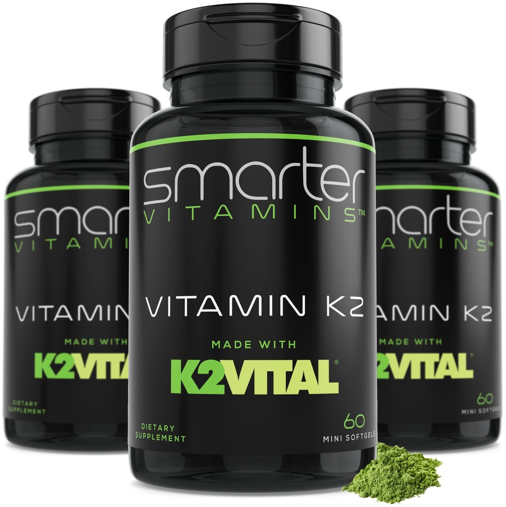 (3 Pack) Vitamina K2 mais inteligente MK7 100mcg, feito com K2VITAL e Kale, 180 líquidos Softgels