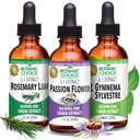 Botanic Choice Passion Flower, Rosemary Leaf, & Gymnema Sylvestre Extrats Bundle – Daily Global Wellness Kit para o bem-estar geral (1 fl. Oz. Cada)