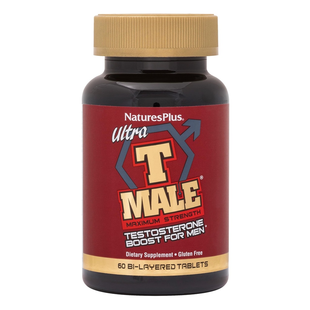 NaturesPlus Ultra T Masculino, versão estendida - 60 comprimidos bi-camadas - Suporta ganho muscular - Vegetarian, Gluten Free - 30 Servings