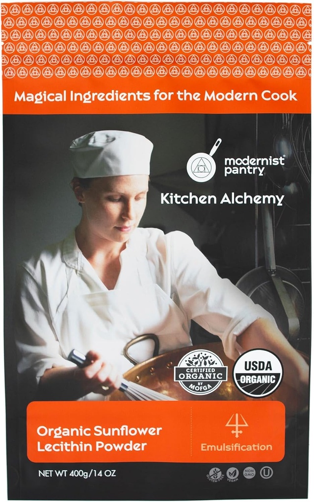 Lecitina de girassol orgânico pó sem glúten Vegan OU Kosher certificado - 400g/14oz