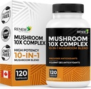 RENEW ACTIVES Complexo de Cogumelo 2 Cápsulas por Serviço – 10 Mistura de Cogumelo com Antioxidantes para Saúde Imune e Bem-Estar – Suporta Vitalidade Geral & Bem-Estar de Longo Prazo – Feito no Canadá - 120 Cápsulas