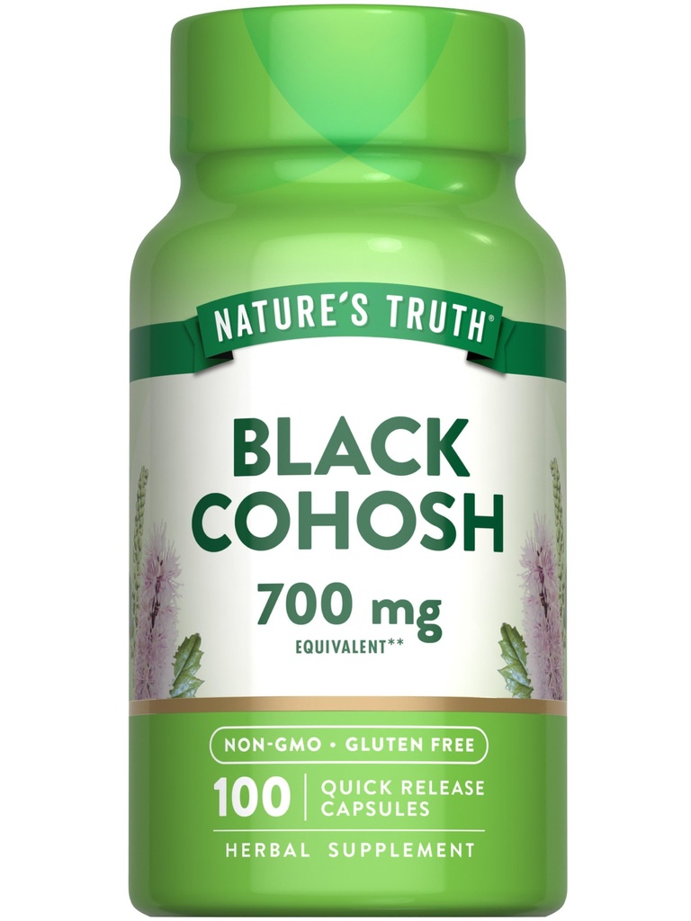 Nature's Truth Black Cohosh (100 cápsulas) Extrato de raiz (sem OGM e sem glúten) Suplemento gratuito