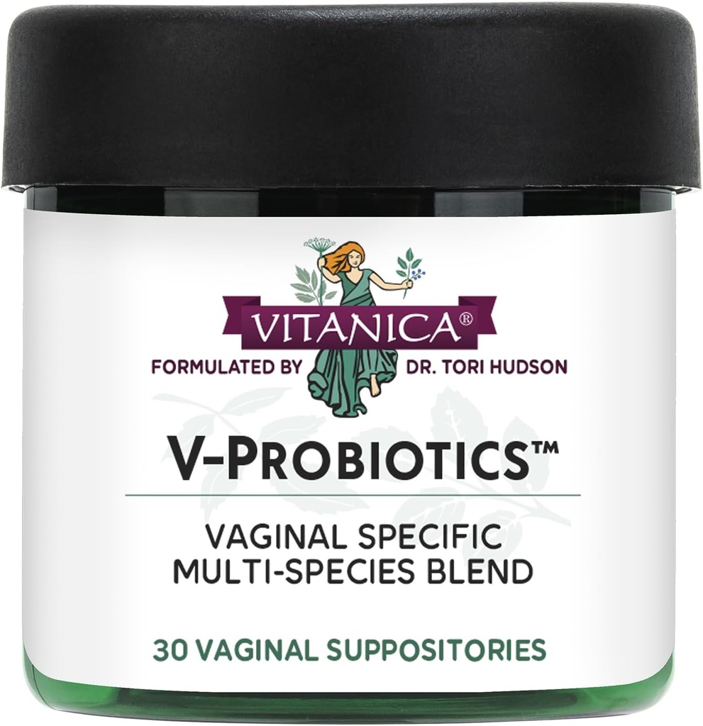 Vitanica V-Probióticos - Probióticos para Mulheres - Supositórios vaginais com Lactobacillus Rhamnosus, Gasseri & Mais - Suplemento de Saúde da Mulher - Senhora - 30 Supositórios vaginais
