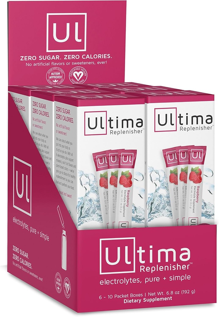 Ultima Hydrating Electrolyte Pó, Framboesa, 60 Count Stickpacks