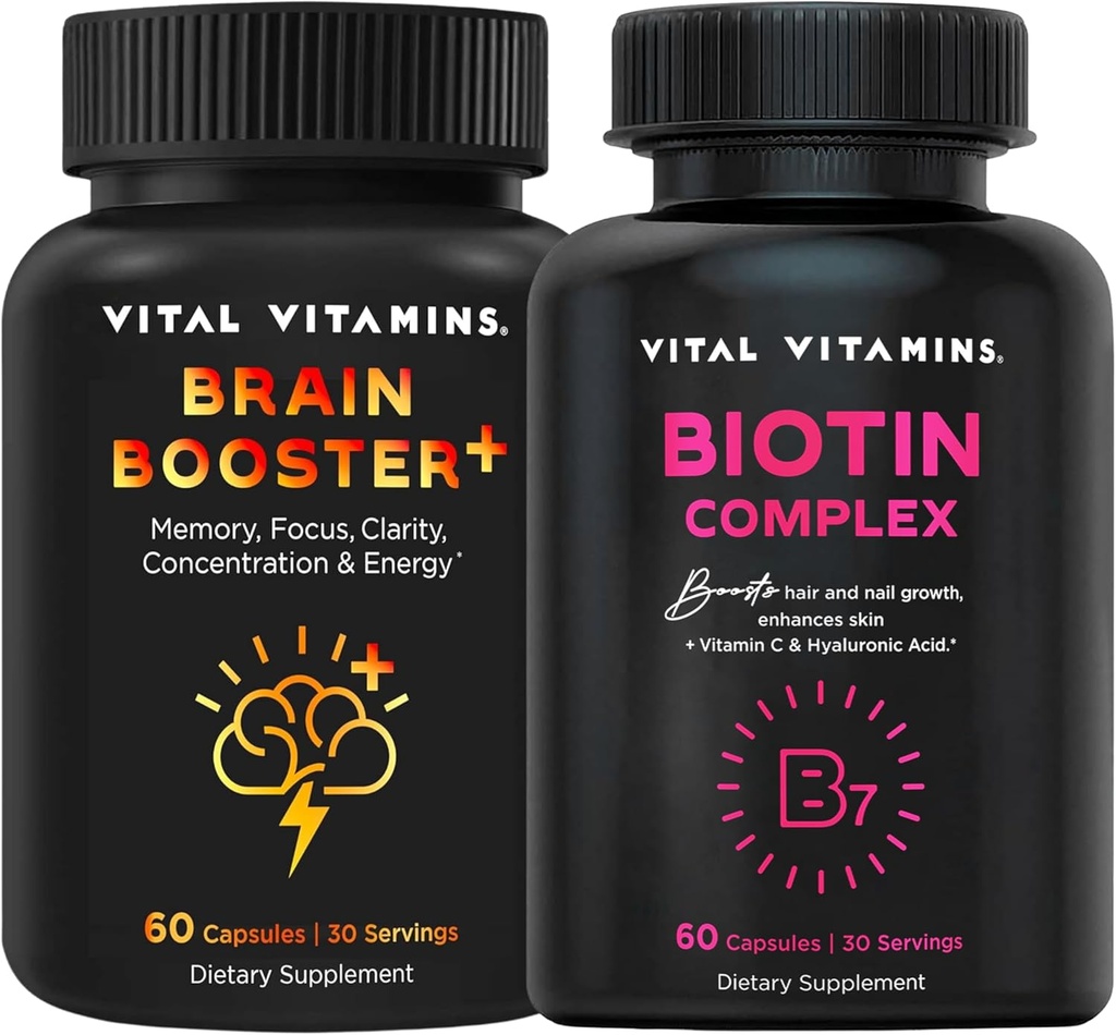 Vitaminas Vitaminas Vital Brain Booster Plus + Biotin Cápsulas Complexo