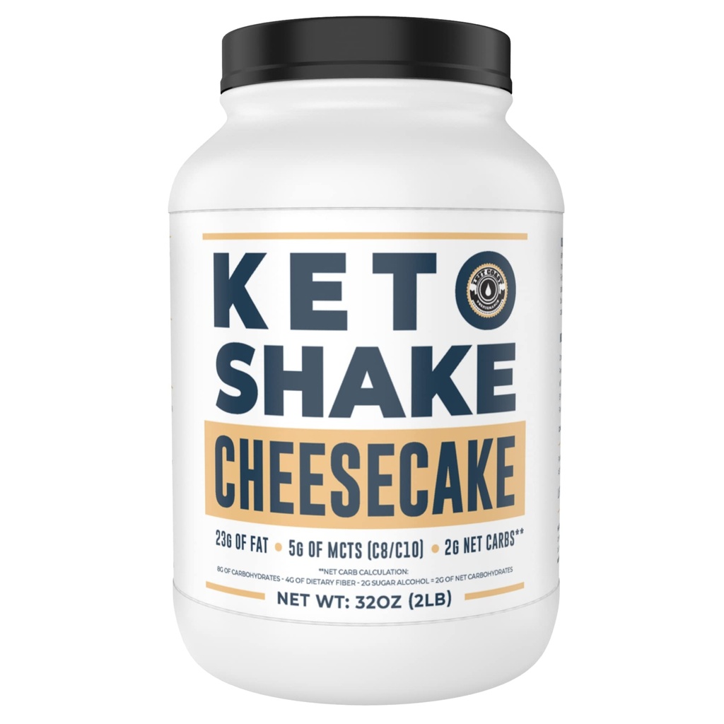 Cheesecake Keto Replacement Shake [2lbs] - Baixa proteína de carboidrato Shake Mix, Alta gordura com MCTs, Colágeno Peptídeos e Queijo Creme Real EUA