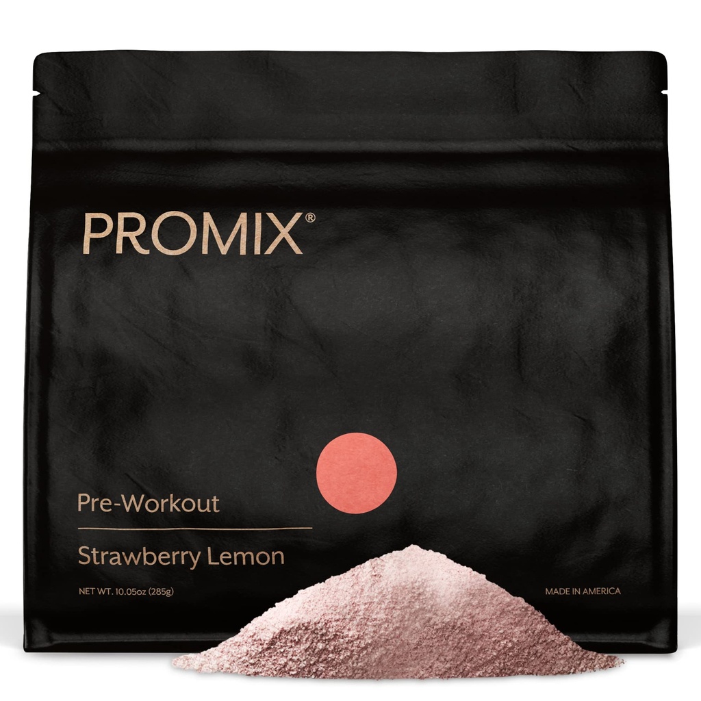 Promix Pré-Trabalho Pó, Limão de Morango – Aumenta o Foco, Energia e Endurance – Com Cafeína, B12, Beta-Alanina e L-Tirosina – Glúten e Dairy-Free, 10.05 oz