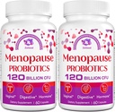 Suplementos de Menopausa para Mulheres, 120 bilhões de UFC Probióticos para Mulheres, Suplementos Probióticos All-Naturais para Menopausa Hot Flashes, Suor Noturno, Mood Swings e Hormônio - 120 cápsulas de ervas
