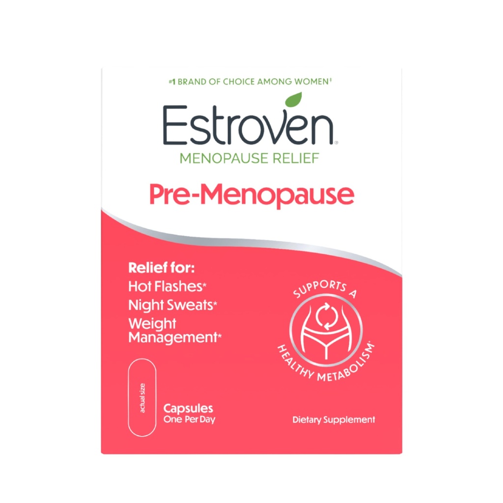 Alívio Pré-Menopausa Estroven, 30 Ct., Ingredientes clinicamente comprovados, proporciona alívio de Menopausa mais suores noturnos e alívio de flash quente, livre de drogas ou estrogênio livre