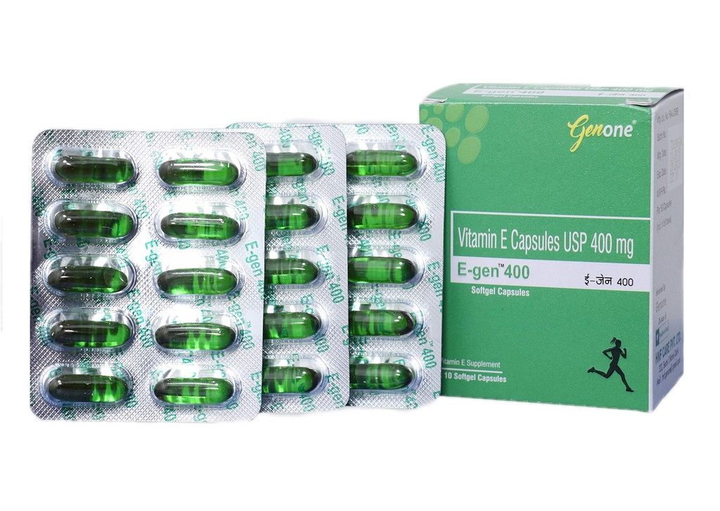 Genone E-Gen 400 Cápsula Vitamina E para Rosto Brilhante, Pele e Nutrição do Cabelo (30 Cápsulas)