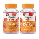 Crianças com fibras prebióticas viáveis + Vitamina D3 + Vitamina K2 Crianças, chicletes Bundle - Grande degustação, Suplemento Vitamina, Sem glúten, GMO livre, chiclete mastigável