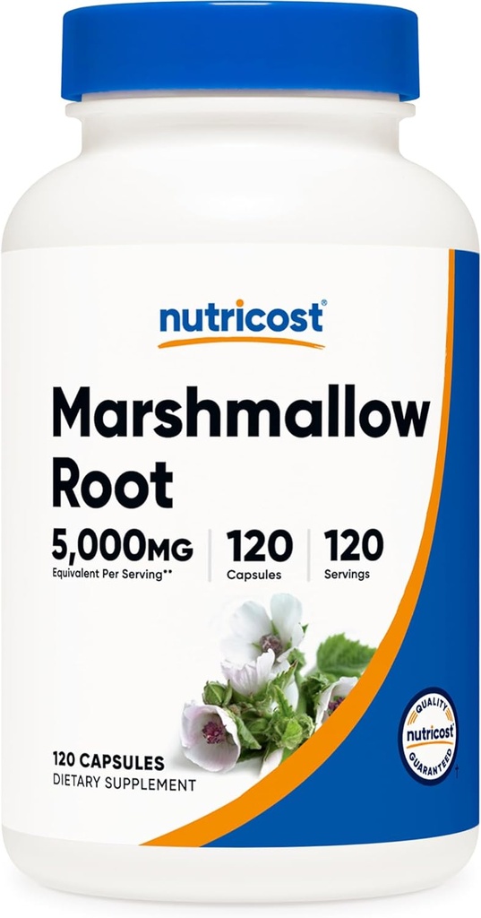 Nutricost Marshmallow Root 5000mg Equivalente, 120 Cápsulas Vegetarianas - Glúten Livre e Não-GMO - de 500mg de 10:1 Extrato