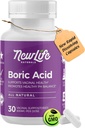 NewLife Naturals - Supositórios de ácido bórico para mulheres Pílulas de equilíbrio de pH - 600mg - Cuidados femininos - Vaginal Odor Comichão descarga BV □ Made in USA 30 Cápsulas