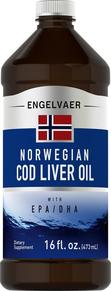 Piping Rock Cod Liver Oil Líquido 16 fl oz com EPA DHA . Engelvaer Norueguês .