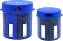 Dispensador de comprimidos de suplemento de monstro com rótulos de compartimento - Extra grande frasco de comprimido alças quase qualquer suplemento - Fácil de distribuir (Monster Blue & Monster Jr. Blue)