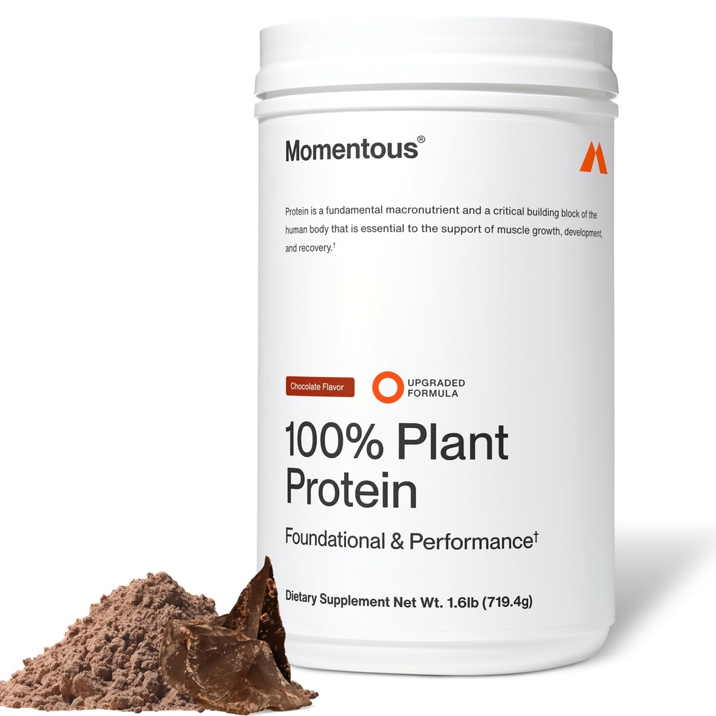 Momentous Vegan Protein Powder - 20 g Planta-based Protein - NSF Certified for Sport - Gluten-Free - Non-GMO - 22 Servings for Essential Everyday Use - Chocolate