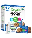 Orgain Orgânica Vegan Protein Bares, Chocolate Chip Cookie Dough - 10g Proteína Baseada em Planta, Baixa Caloria Salutar Snacks, Sem Lactose ou Ingredientes de Soja, Glúten Livre, Não-GMO - 1.41 Oz (Pacote de 12)