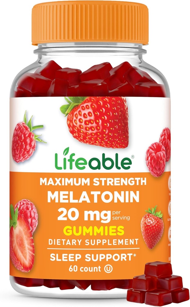 Melatonina viva 20mg Gummies □ Grande degustação do suplemento do sono para adultos Pode ajudar a cair e permanecer dormindo □ Gummies Vegetarian Sleep para adultos, homens, mulheres