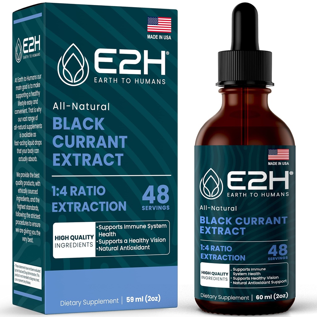 Extrato de groselha preta natural E2H, semente de groselha preta prensada fria - saúde do sistema imunológico - líquido absorvente rápido - 2 Fl Oz