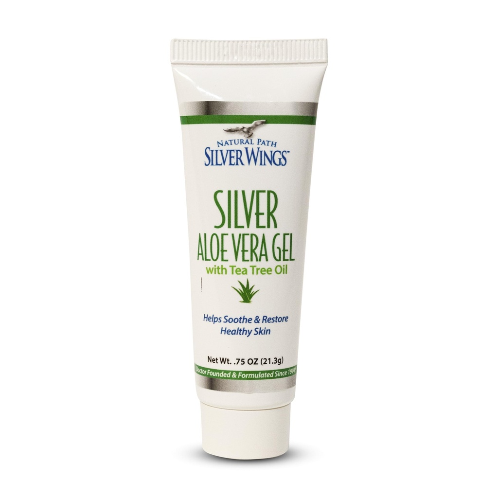 Caminho Natural Asas de Prata 200ppm Prata com Aloe Vera Gel e óleo de árvore de chá - Cuidados de pele calmante - 0,75 oz