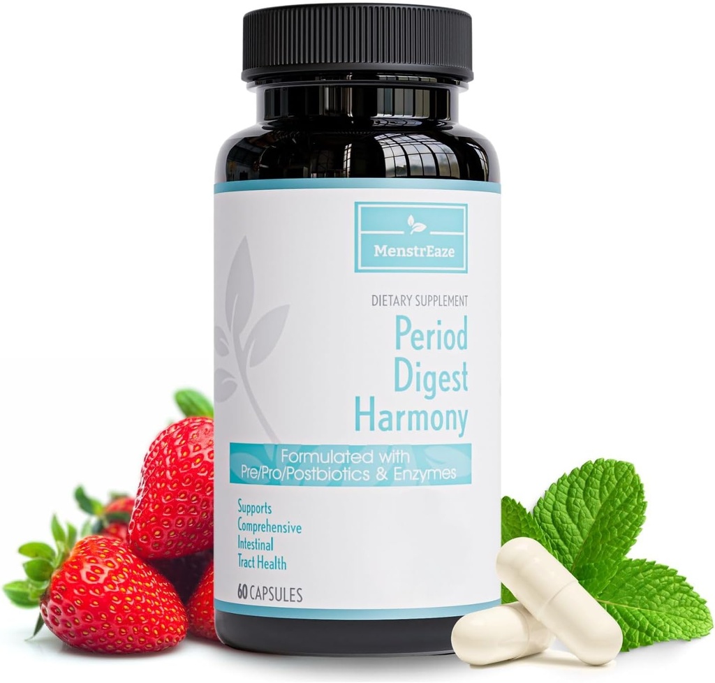 Digestivo Probiótico, Prebiótico, Postbiótico e Enzima para Mulheres, Gut completa e todo o alimento Suplemento de suporte digestivo, prateleira estável avançado pré / Pro / Postbiótico, 60 Cápsulas