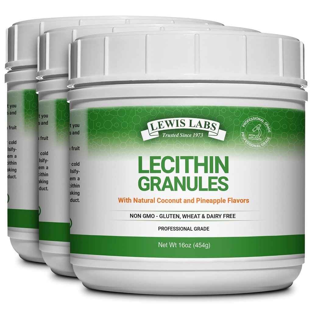 Suplemento de grânulos de lecitina de soja natural Lecithin Powder é uma excelente fonte de Phosphatidyl Choline, suporte de lactação, função imunitária e suporte saúde cerebral, 16 onças