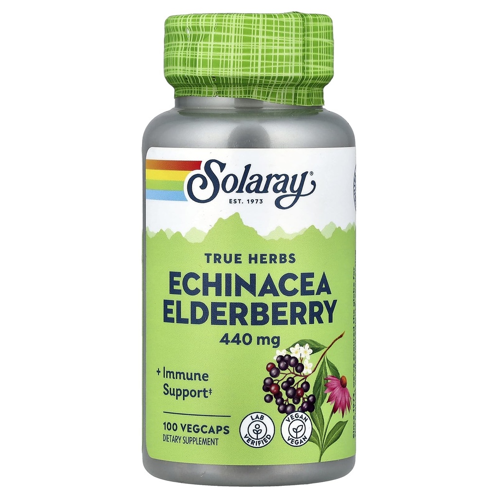 SOLARAY Echinacea e Elderberry Cápsulas, 440 mg