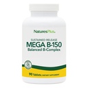 Natures Plus Mega Complexo B-150 - 90 Comprimidos Vegetarianos de Libertação Mantida - Máximo Potencia B Complexo Suplemento Vitamina -Gluten Free - 90 Servimentos