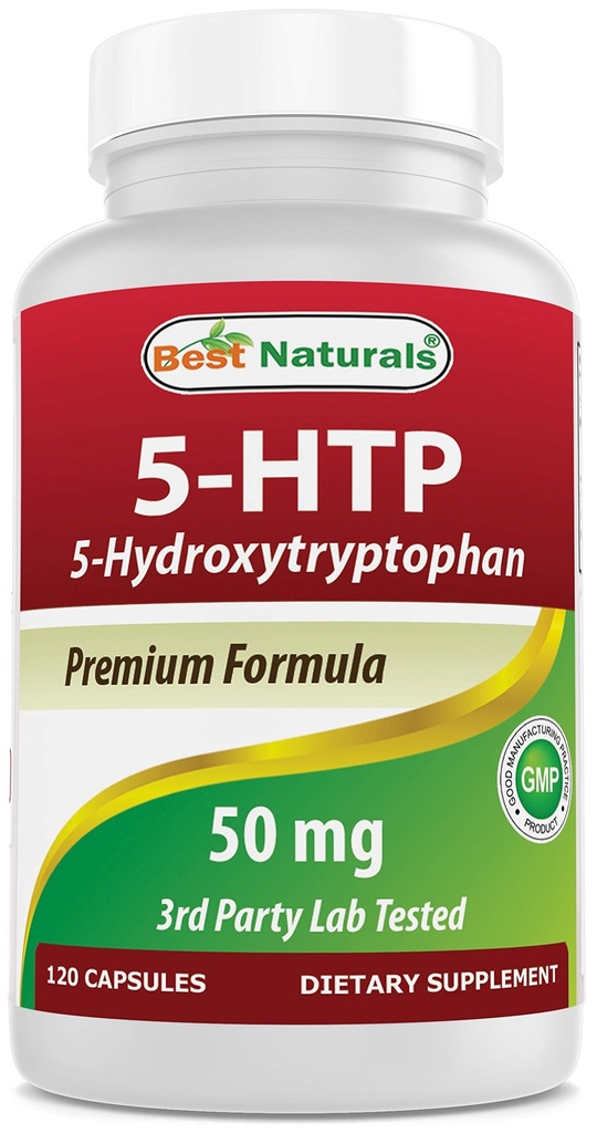Best Naturals 5-HTP 50 mg 120 Cápsulas, 5 cápsulas HTP Suporta Relaxação e repouso