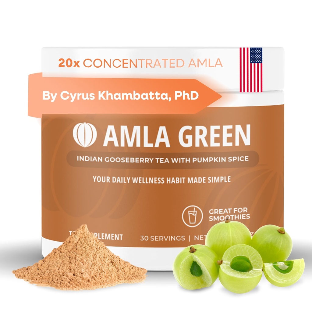 Amla Powder Superfood Supplement with Pumpkin Spice, 20x Ultra Concentrated Amla, Made with Cinnamon, Ginger, Nutmeg, Craves, Allspice, Cardamomom, Groselhas indianas, Pumpkin Spice, 30 Servings