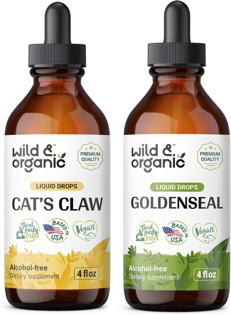 Garra de Gato Selvagem e Orgânica Tintura 4 fl oz & Goldenseal Tintura 4 fl oz