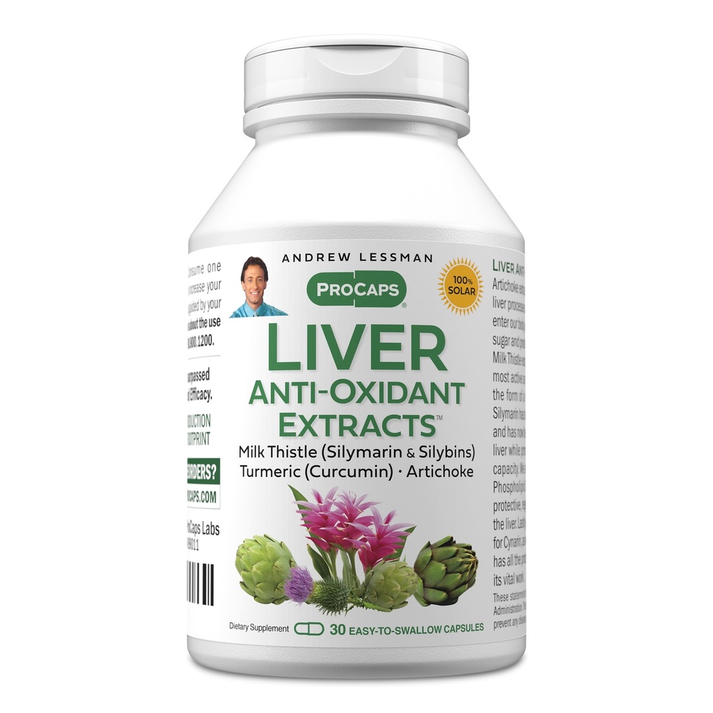 ANDREW LESSMAN Fígado Anti-Oxidante Extrai 30 Cápsulas - Suporta os tecidos de trabalho duro do fígado, promove ótima saúde e função do fígado. Extratos de alcachofra, alcaçuz e alcaçuz