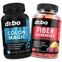 DR. BO Fiber Gummies & Colon Cleanse Supplements - Supplement de fibra prebiótica saborosa Gummy - Super Colon Magic Bowel Movement Suporte para limpeza de estômago e intestino
