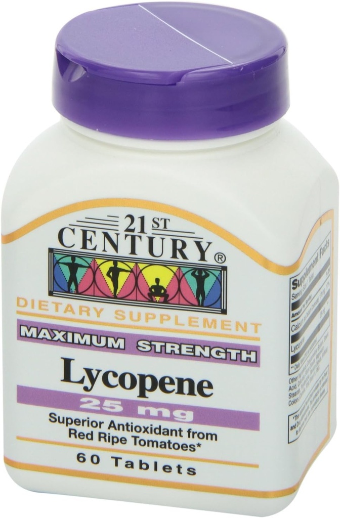 21o século Lycopene 25mg, 60 comprimidos Cada (Pacote de 4)