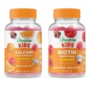Biotina Lifeable Kids + cálcio com vitamina D Kids, chicletes Bundle - Grande degustação, Suplemento de vitamina, Gluten Free, GMO Free, chiclete mastigável