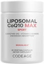 Codeage Liposomal CoQ10 Max Supplement - 250 mg Coenzima Q10 com vitamina E Isomers Tocoferols - 2-Month Supply - 1 cápsula por serviço - Entrega Liposomal - Não-GMO, Gluten-Free - 60 cápsulas